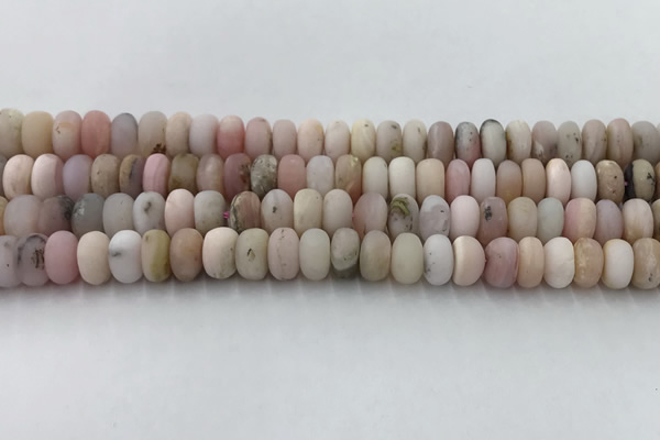 COP1547 15.5 inches 5*8mm rondelle matte natural pink opal beads