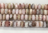 COP1554 15.5 inches 6*13mm - 8*14mm faceted tyre natural pink opal beads