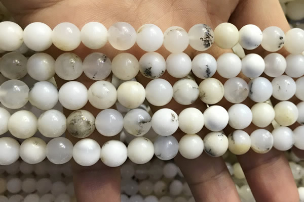 COP1585 15.5 inches 8mm round white opal gemstone beads