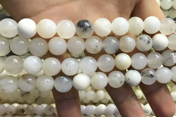 COP1586 15.5 inches 10mm round white opal gemstone beads