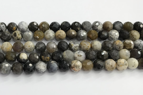 COP1611 15.5 inches 10mm faceted round moss opal beads