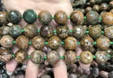 COP1645 15.5 inches 16mm faceted round green opal gemstone beads