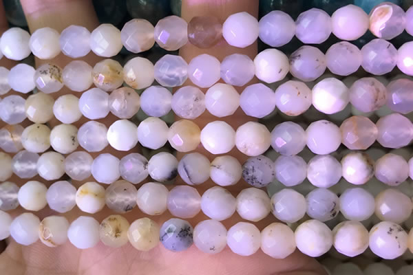 COP1666 15.5 inches 6mm faceted round white opal beads