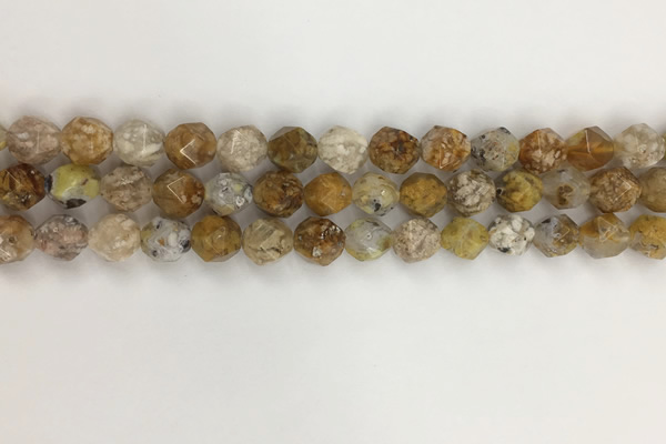 COP1675 15.5 inches 6mm faceted nuggets yellow opal gemstone beads