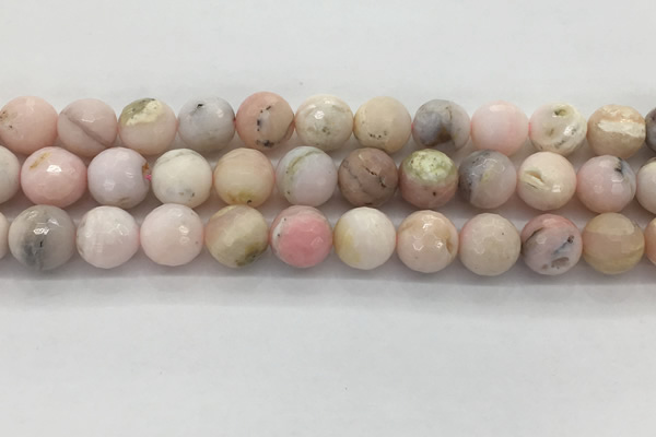 COP1714 15.5 inches 12mm faceted round natural pink opal beads