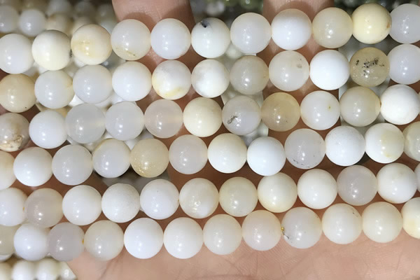 COP1755 15.5 inches 10mm round natural white opal gemstone beads