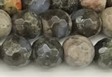 COP1810 15 inches 6mm faceted round grey opal beads