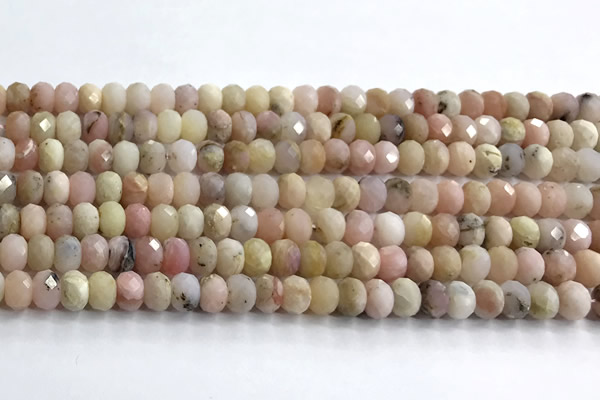 COP1854 15 inches 4*6mm faceted rondelle pink opal beads