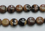 COP210 15.5 inches 10mm flat round natural brown opal gemstone beads