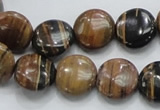 COP211 15.5 inches 14mm flat round natural brown opal gemstone beads