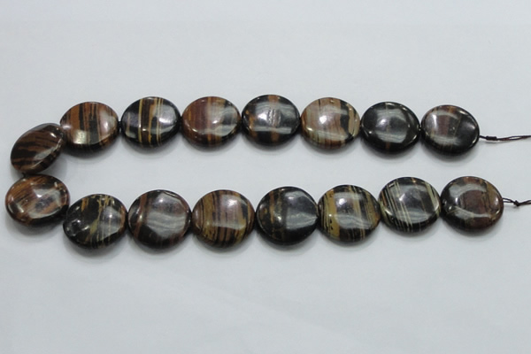 COP214 15.5 inches 25mm flat round natural brown opal gemstone beads