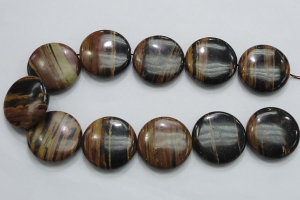 COP216 15.5 inches 35mm flat round natural brown opal gemstone beads