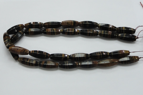 COP241 15.5 inches 10*30mm faceted rice natural brown opal gemstone beads