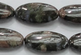 COP256 15.5 inches 15*30mm oval natural grey opal gemstone beads