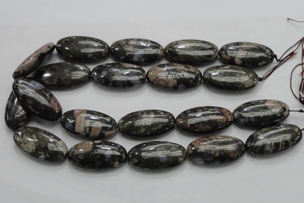 COP258 15.5 inches 20*40mm oval natural grey opal gemstone beads