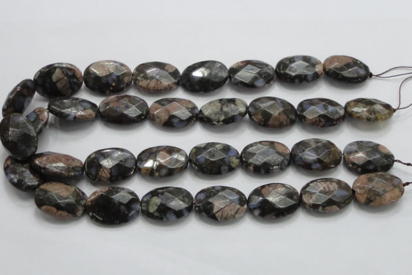 COP261 15.5 inches 18*25mm faceted oval natural grey opal beads