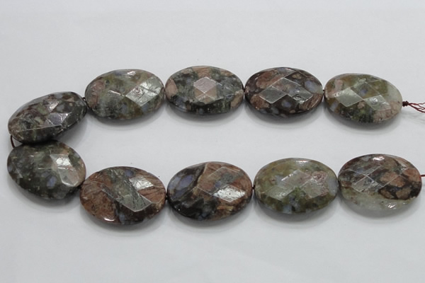 COP262 15.5 inches 30*40mm faceted oval natural grey opal beads