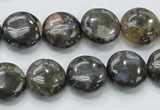 COP270 15.5 inches 14mm flat round natural grey opal gemstone beads