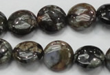 COP271 15.5 inches 16mm flat round natural grey opal gemstone beads