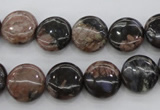 COP290 15.5 inches 12mm flat round natural grey opal beads