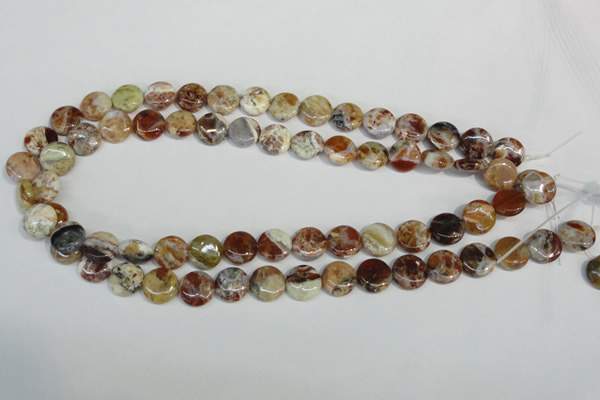 COP309 15.5 inches 12mm flat round brandy opal gemstone beads wholesale