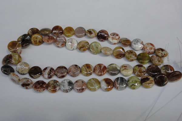 COP310 15.5 inches 15mm flat round brandy opal gemstone beads wholesale