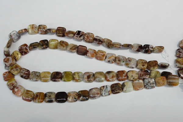 COP321 15.5 inches 12*12mm square brandy opal gemstone beads wholesale