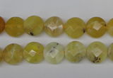 COP345 15.5 inches 10mm faceted coin yellow opal gemstone beads