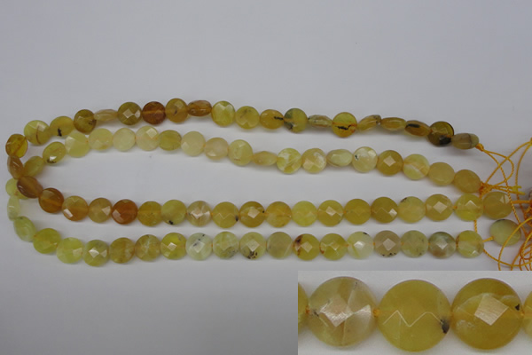 COP345 15.5 inches 10mm faceted coin yellow opal gemstone beads