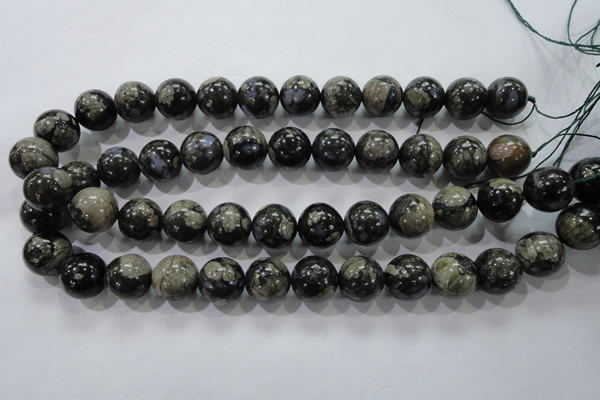 COP457 15.5 inches 16mm round natural grey opal gemstone beads