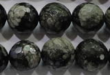 COP466 15.5 inches 16mm faceted round natural grey opal gemstone beads