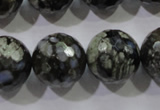 COP467 15.5 inches 18mm faceted round natural grey opal gemstone beads