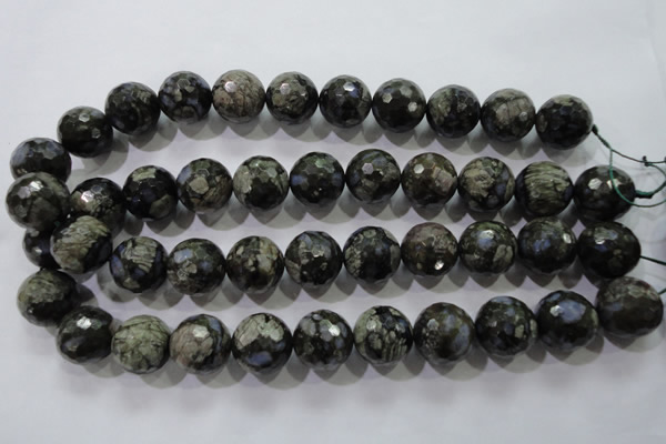 COP467 15.5 inches 18mm faceted round natural grey opal gemstone beads