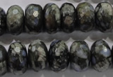 COP477 15.5 inches 10*16mm faceted rondelle natural grey opal beads