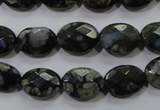 COP486 15.5 inches 10*14mm faceted oval natural grey opal beads