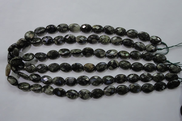 COP486 15.5 inches 10*14mm faceted oval natural grey opal beads