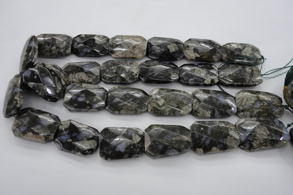 COP493 22*30mm faceted & twisted rectangle natural grey opal beads