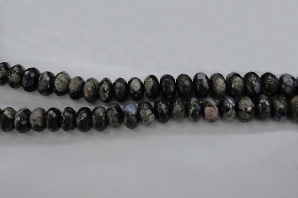 COP499 15.5 inches 8*12mm faceted rondelle natural grey opal beads