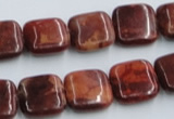 COP527 15.5 inches 14*14mm square red opal gemstone beads wholesale