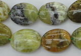 COP550 15.5 inches 15*20mm oval natural yellow & green opal beads