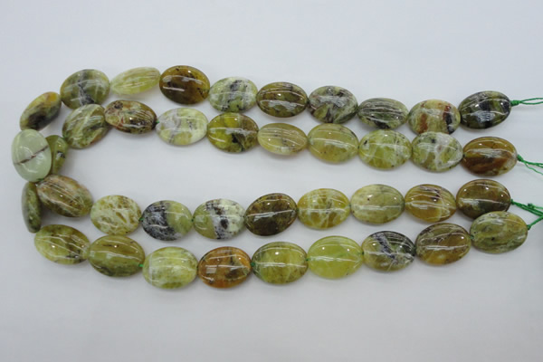 COP550 15.5 inches 15*20mm oval natural yellow & green opal beads