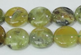 COP558 15.5 inches 18mm flat round natural yellow & green opal beads