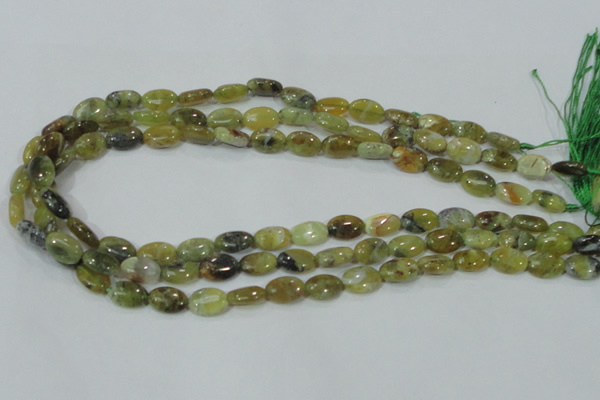 COP561 15.5 inches 8*12mm oval natural yellow & green opal beads