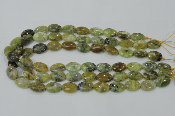 COP563 15.5 inches 13*18mm oval natural yellow & green opal beads