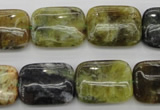 COP569 15.5 inches 15*20mm rectangle natural yellow & green opal beads