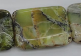 COP573 15.5 inches 30*40mm rectangle natural yellow & green opal beads