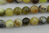 COP589 15.5 inches 10mm round natural yellow & green opal beads