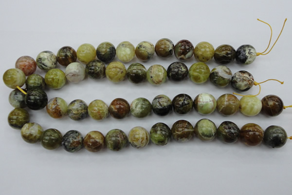 COP592 15.5 inches 16mm round natural yellow & green opal beads