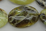 COP593 15.5 inches 25*35mm oval natural yellow & green opal beads