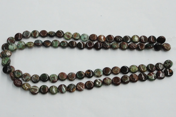 COP602 15.5 inches 10mm flat round green opal gemstone beads